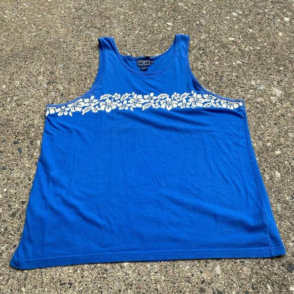 Vintage 90s Polo Sport Hawaiian Flower Tank Top T Shirt XL - Picture 1 of 5